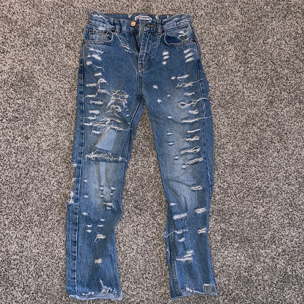 Pull&Bear ripped front and back jeans